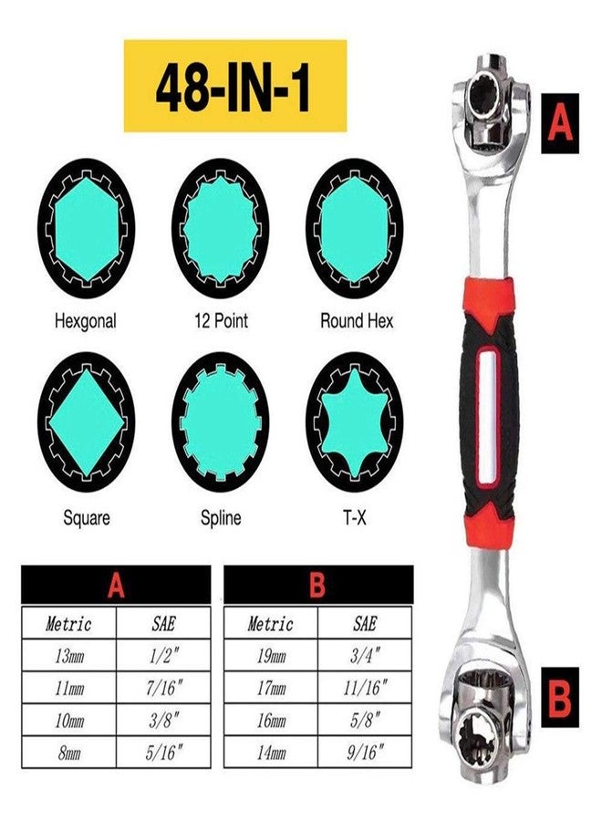 Toriox Universal Wrench,Multi-Function Stainless Steel Spanner 48-in-1 Socket Works with Spline Bolts 360 Degree Rotation Wrench - Image 4